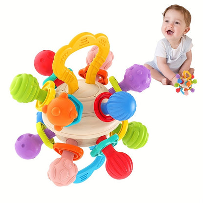 2 In 1 Montessori Baby Toys, Baby Sensory Teething & Rattle Toys, Early Learning & Educational Toddler Toys For 1st Birthday/Christmas/New Year/Easter Gift For Boys & Girls