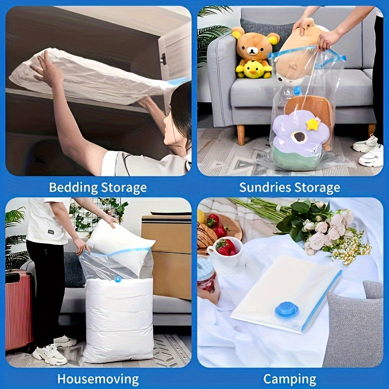 8 vacuum storage bags with 1 hand pump, portable plastic travel bag, clothes storage bag for blankets, bedding, clothes, quilts, duvets, ideal household items, storage essential