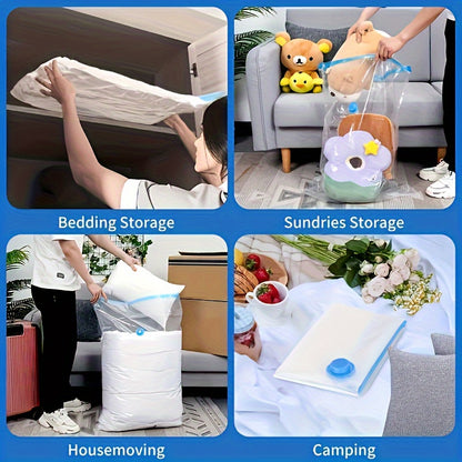 8 vacuum storage bags with 1 hand pump, portable plastic travel bag, clothes storage bag for blankets, bedding, clothes, quilts, duvets, ideal household items, storage essential