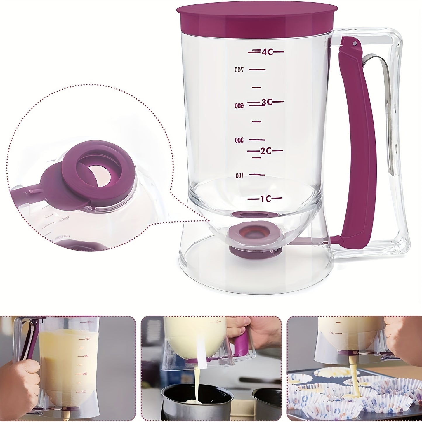 1pc Pancake Cupcake Batter Dispenser, Collapsible Batter Separator Cupcakes Pancakes Cookie Cake Waffles Perfect Baking Tool For Cupcakes, Waffles, Muffin Mix, Or Any Baked Goods
