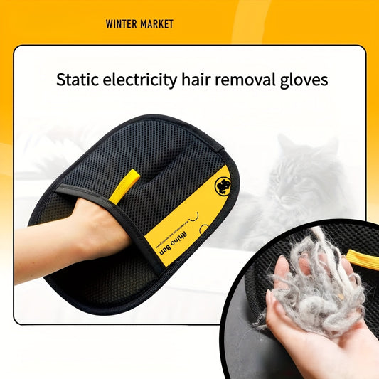Pet Static Hair Removal Gloves - Black Polypropylene Cat Grooming Gloves, Effectively Remove Hair and Dander for Cats and Dogs, Pet Grooming Essentials | Fashion Pet Accessories | Durable Pet Grooming Gloves