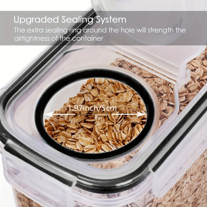 2/4 Pack BPA-Free Plastic Airtight Food Storage Containers 2.5L/88oz - 4pcs Set with Labels, Black, Dishwasher Safe, Stackable & Stackable Design for Cereal, Snacks, Sugar - Space-saving Kitchen Organization, Cereal Dispenser