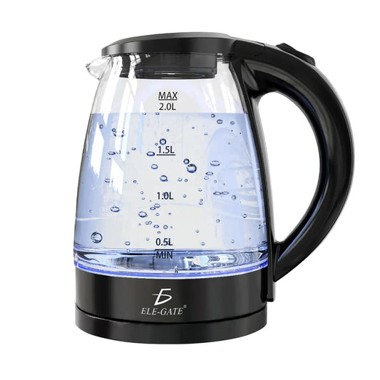 2L Glass Electric Kettle LED Light Auto Shut-Off 304 Stainless Steel Fada Controller Temperature 1500W Cordless Design Colored