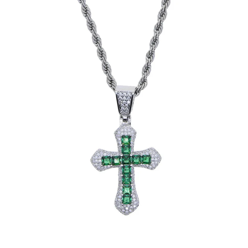 2024 New Arrivals Hip Hop Jewelry Brass Cross Zircon Necklace Pendant Necklace Party Jewelry Couple Gifts Men Women Accessories