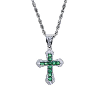 2024 New Arrivals Hip Hop Jewelry Brass Cross Zircon Necklace Pendant Necklace Party Jewelry Couple Gifts Men Women Accessories