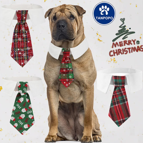 Tanpopo Colorful Pets Christmas Plaid Pet Accessories Necktie Handsome Gentleman Wedding Engagement Party Dog Collar