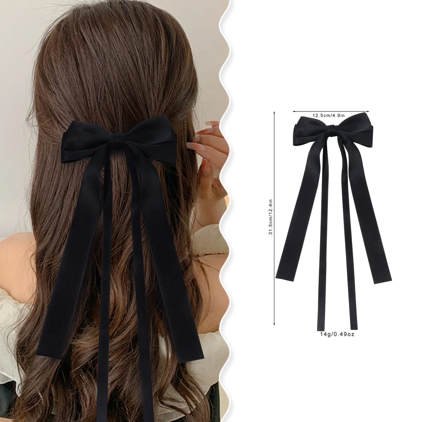 2024 New Hair Bows with Long Tail Hair Bow Clips Grosgrain Ribbon Barrettes Accessories for Women