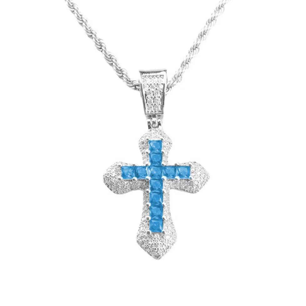 2024 New Arrivals Hip Hop Jewelry Brass Cross Zircon Necklace Pendant Necklace Party Jewelry Couple Gifts Men Women Accessories
