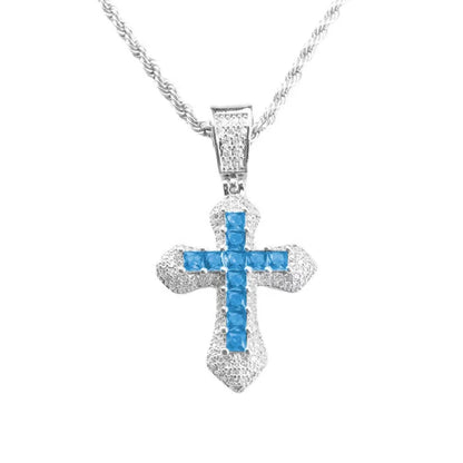2024 New Arrivals Hip Hop Jewelry Brass Cross Zircon Necklace Pendant Necklace Party Jewelry Couple Gifts Men Women Accessories