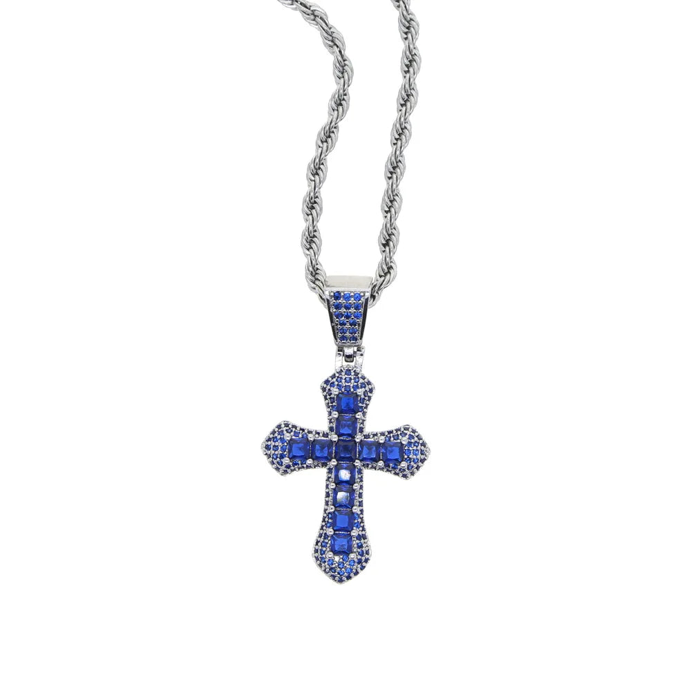 2024 New Arrivals Hip Hop Jewelry Brass Cross Zircon Necklace Pendant Necklace Party Jewelry Couple Gifts Men Women Accessories