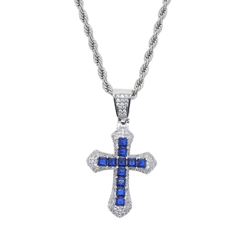 2024 New Arrivals Hip Hop Jewelry Brass Cross Zircon Necklace Pendant Necklace Party Jewelry Couple Gifts Men Women Accessories