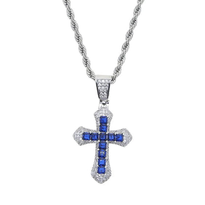 2024 New Arrivals Hip Hop Jewelry Brass Cross Zircon Necklace Pendant Necklace Party Jewelry Couple Gifts Men Women Accessories