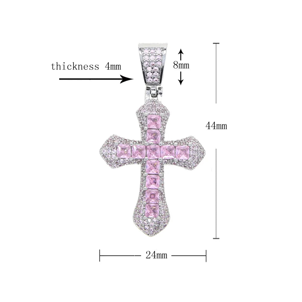2024 New Arrivals Hip Hop Jewelry Brass Cross Zircon Necklace Pendant Necklace Party Jewelry Couple Gifts Men Women Accessories