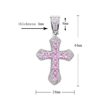 2024 New Arrivals Hip Hop Jewelry Brass Cross Zircon Necklace Pendant Necklace Party Jewelry Couple Gifts Men Women Accessories