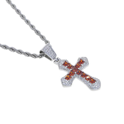 2024 New Arrivals Hip Hop Jewelry Brass Cross Zircon Necklace Pendant Necklace Party Jewelry Couple Gifts Men Women Accessories
