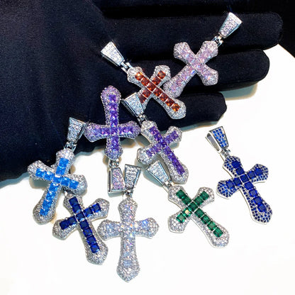 2024 New Arrivals Hip Hop Jewelry Brass Cross Zircon Necklace Pendant Necklace Party Jewelry Couple Gifts Men Women Accessories