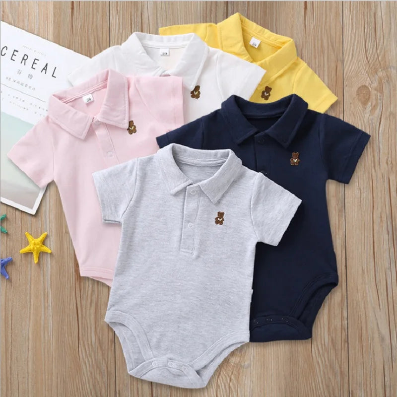 2021 Newborn baby clothes Romper summer Baby boy clothes solid color 5 color jumpsuit baby Girl clothes 0-12 months