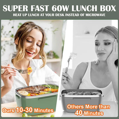 2025 Newest Stainless Steel Electric Lunch Box with Automatic Fast Heating Multi-Color Leakproof Design for Home Car Outdoor Use