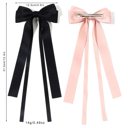 2024 New Hair Bows with Long Tail Hair Bow Clips Grosgrain Ribbon Barrettes Accessories for Women