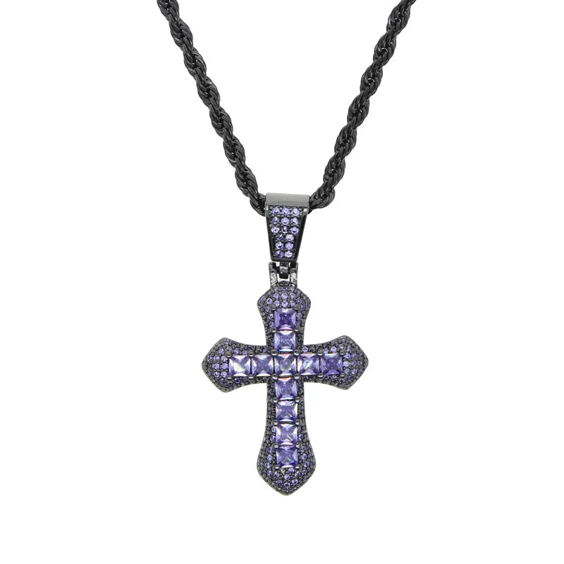 2024 New Arrivals Hip Hop Jewelry Brass Cross Zircon Necklace Pendant Necklace Party Jewelry Couple Gifts Men Women Accessories