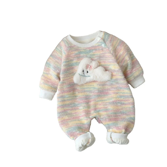 Baby Clothes, Autumn and Winter Woolen Sweaters, Cute and Super Cute Jumpsuit, Women's Baby Plus Plush Hoodie