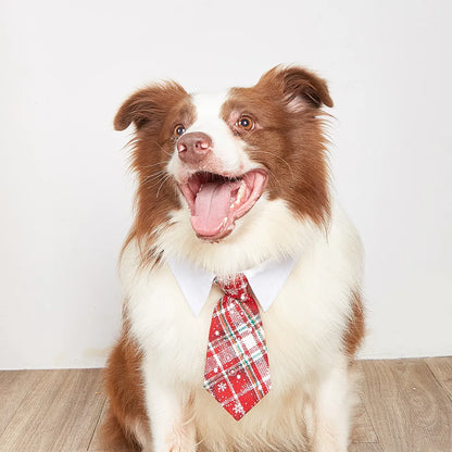 Tanpopo Colorful Pets Christmas Plaid Pet Accessories Necktie Handsome Gentleman Wedding Engagement Party Dog Collar