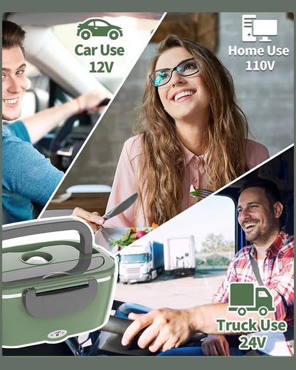 2025 Newest Stainless Steel Electric Lunch Box with Automatic Fast Heating Multi-Color Leakproof Design for Home Car Outdoor Use