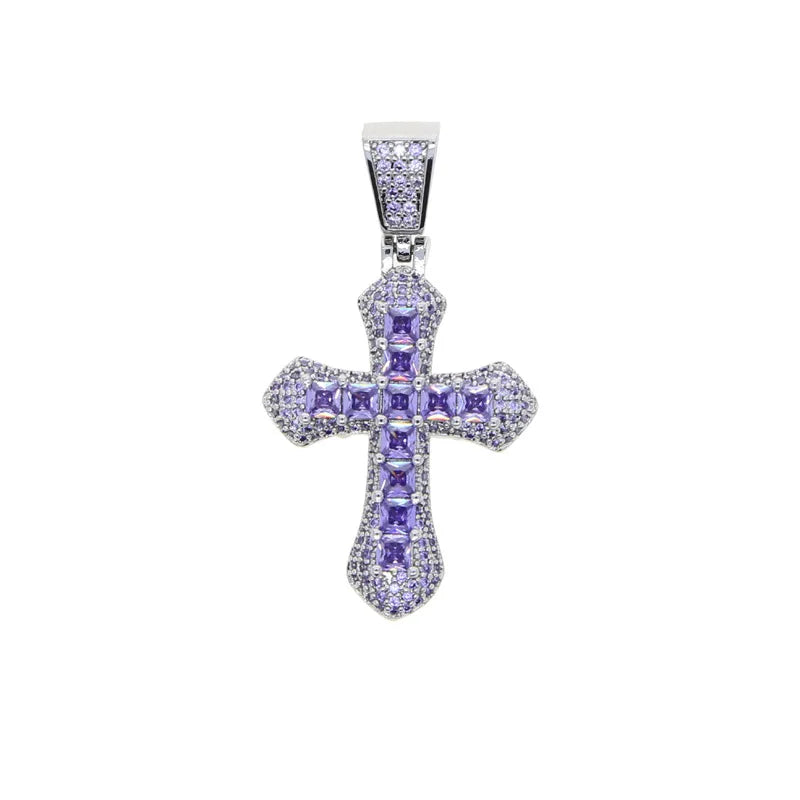 2024 New Arrivals Hip Hop Jewelry Brass Cross Zircon Necklace Pendant Necklace Party Jewelry Couple Gifts Men Women Accessories