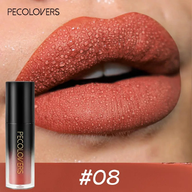 14-color Waterproof Non-stick Cup Round Tube Black Gradually Matte Lip Gloss Lipstick Long-lasting Lip Lipstick Cosmetics