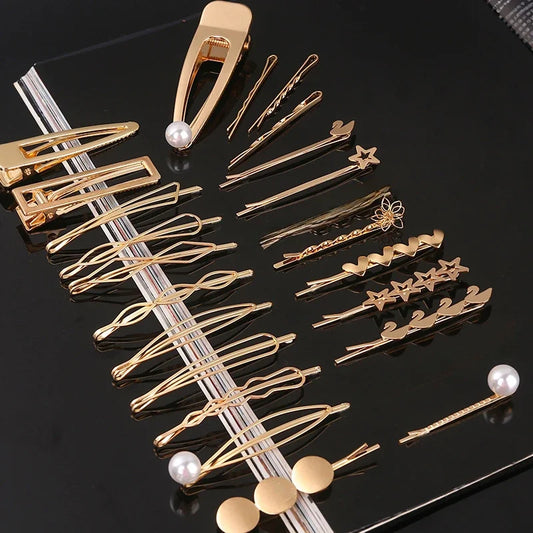 Golden Color Hair Side Clip Women Girl Wave Hairpin Hair Styling Accessories Salon Invisible Retro Practical Hair Clip Headdress