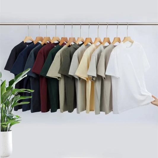 Pure Cotton 230g Heavy Short-sleeved 2025 New T-shirt Solid Color Loose Heavy Summer Casual Bottoming Shirt T-shirt