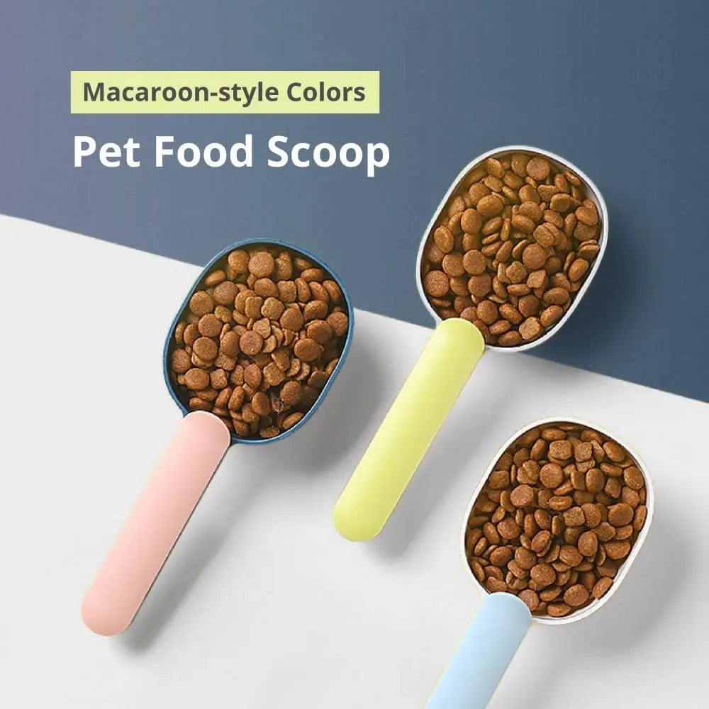 Pet Food Scoop with Ergonomic Bag Clip Handle for Cats Puppies and Small Dogs Measuring Scoop