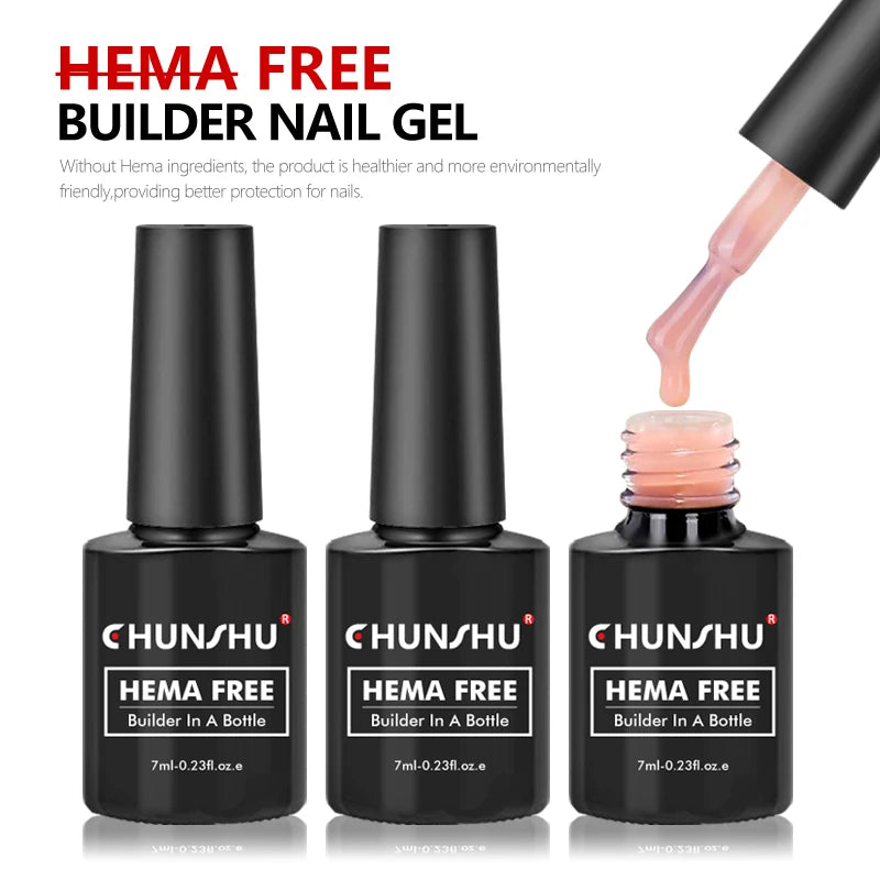 CHUNSHU HEMA Free Construction Gel For Nail Extension 7ml Medium Thick Pink French Self Leveling Builder Nail Gel In A Bottle