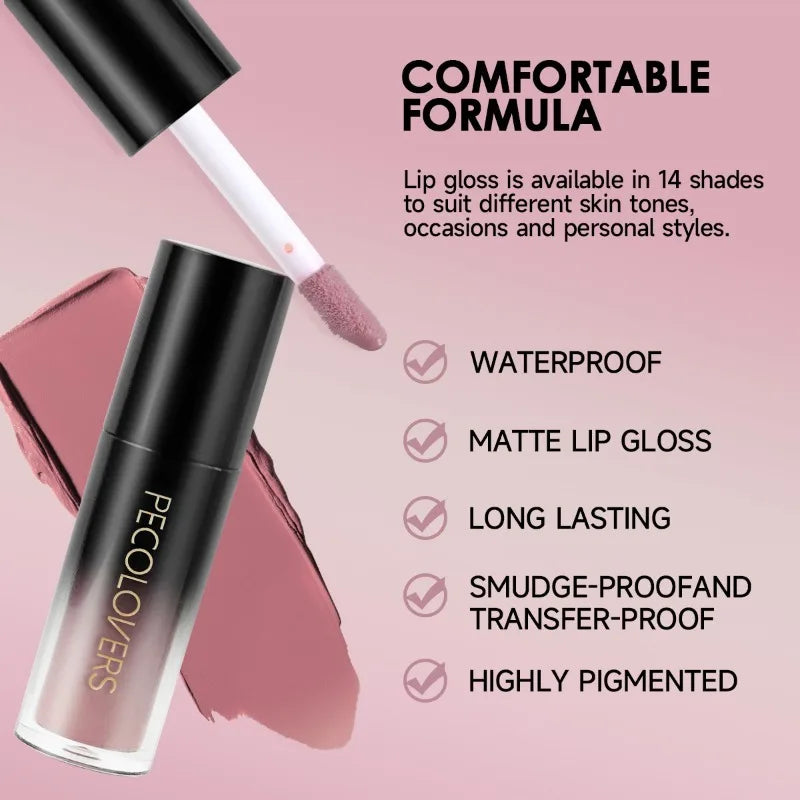 14-color Waterproof Non-stick Cup Round Tube Black Gradually Matte Lip Gloss Lipstick Long-lasting Lip Lipstick Cosmetics