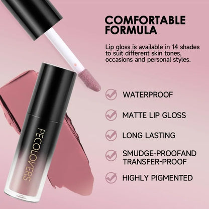 14-color Waterproof Non-stick Cup Round Tube Black Gradually Matte Lip Gloss Lipstick Long-lasting Lip Lipstick Cosmetics