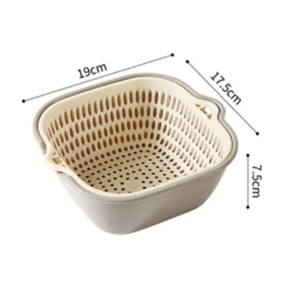 1PC Multifunctional Double-Layer Vegetable Sink Drain Basket Kitchen Fruit Plate Living Room Household Vegetable Washing Basin