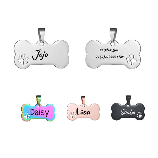 Custom Pet ID Tag Free Engraved Keychain for Dog Cat Name Tag Pendant Personalized Bone Paw Pet Accessories