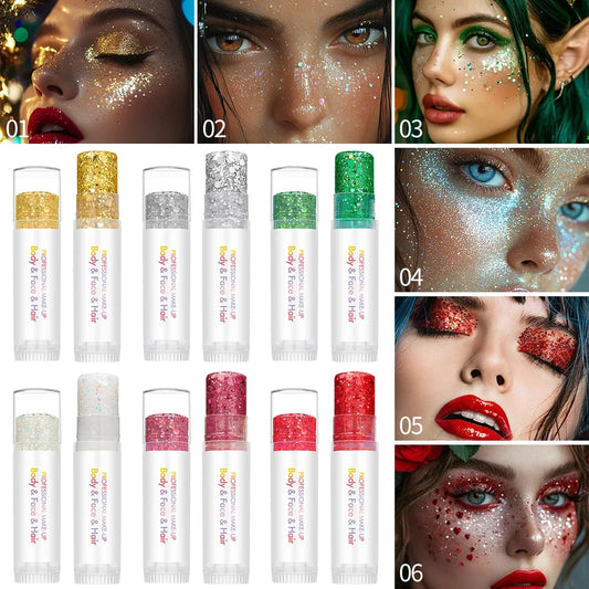 Body Glitter Stick Sequins Gel Mermaid Shimmer Topcoat Festive Orgy Eyeshadow Thick Hair Makeup