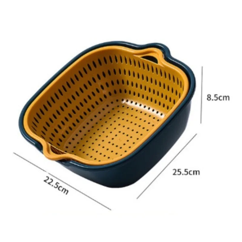 1PC Multifunctional Double-Layer Vegetable Sink Drain Basket Kitchen Fruit Plate Living Room Household Vegetable Washing Basin