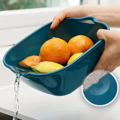 1PC Multifunctional Double-Layer Vegetable Sink Drain Basket Kitchen Fruit Plate Living Room Household Vegetable Washing Basin