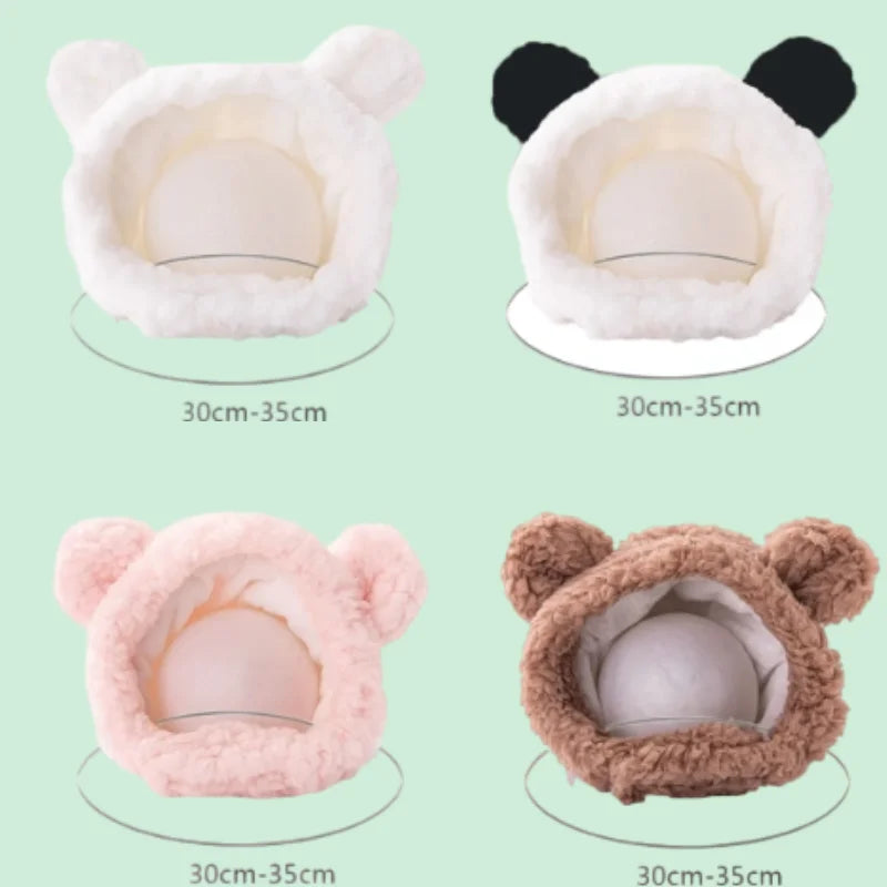 Cute Bear Rabbit Hooded Pet Cat Dog Accessories Cosplay Cat Hat Winter Lovely New Year Puppy Headgear Soft Velvet Pets Supplies
