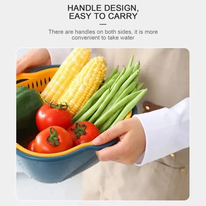 1PC Multifunctional Double-Layer Vegetable Sink Drain Basket Kitchen Fruit Plate Living Room Household Vegetable Washing Basin