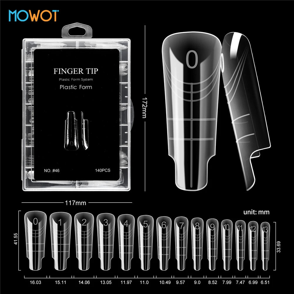 MOWOT 70pcs/140pcs Dual Nails Forms for Poly Nail Gel Full Cover Nail Extension Quick Building Gel Molds Acrylic Nail Top Forms