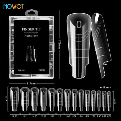 MOWOT 70pcs/140pcs Dual Nails Forms for Poly Nail Gel Full Cover Nail Extension Quick Building Gel Molds Acrylic Nail Top Forms