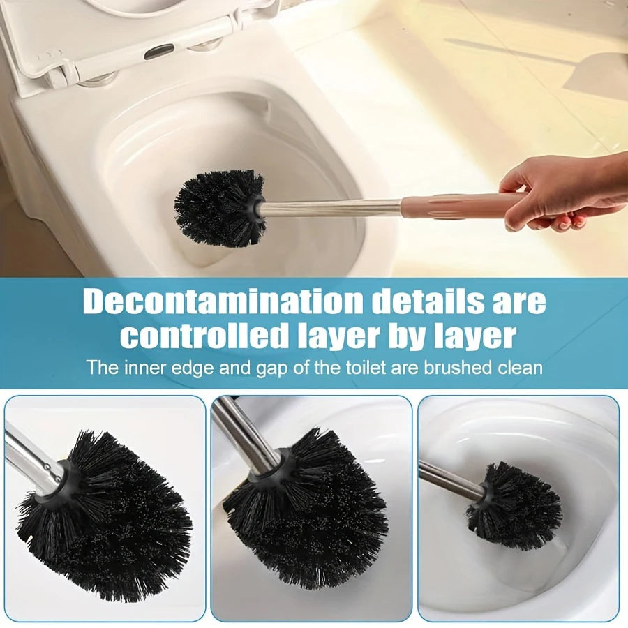 Household Black Toilet Brush, Reusable, Detachable Brush Head with Strong Cleaning Ability