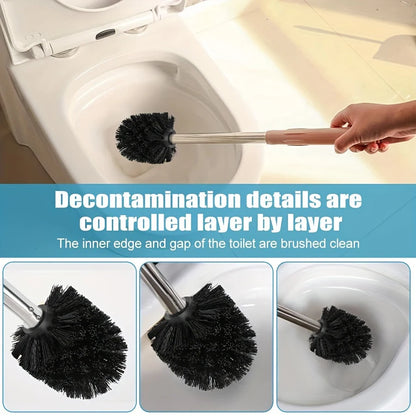 Household Black Toilet Brush, Reusable, Detachable Brush Head with Strong Cleaning Ability