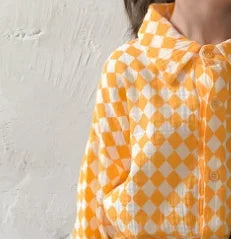 2025 Spring Kids Sets Clothes Children Clothing Suit Baby Boy Girl Fashion Cotton Linen Plaid Blouse+Pants Jumpsuit 2pcs Outfits