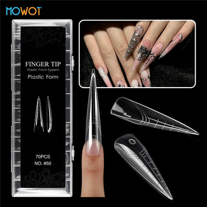 MOWOT 70pcs/140pcs Dual Nails Forms for Poly Nail Gel Full Cover Nail Extension Quick Building Gel Molds Acrylic Nail Top Forms