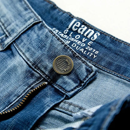 2023 Summer Shorts Jeans Men Denim Pants Stretch Dark Blue Fashion Design Men's Jeans Slim Straight Male Short Jeans Hombre