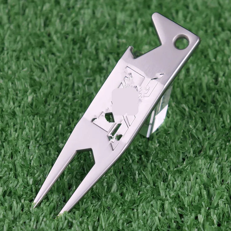 2 in 1 Metal Golf Divot Repair Tool Golf Club Groove Cleaner Golf Putting Green Fork Golf Pitchforks Golf Accessories
